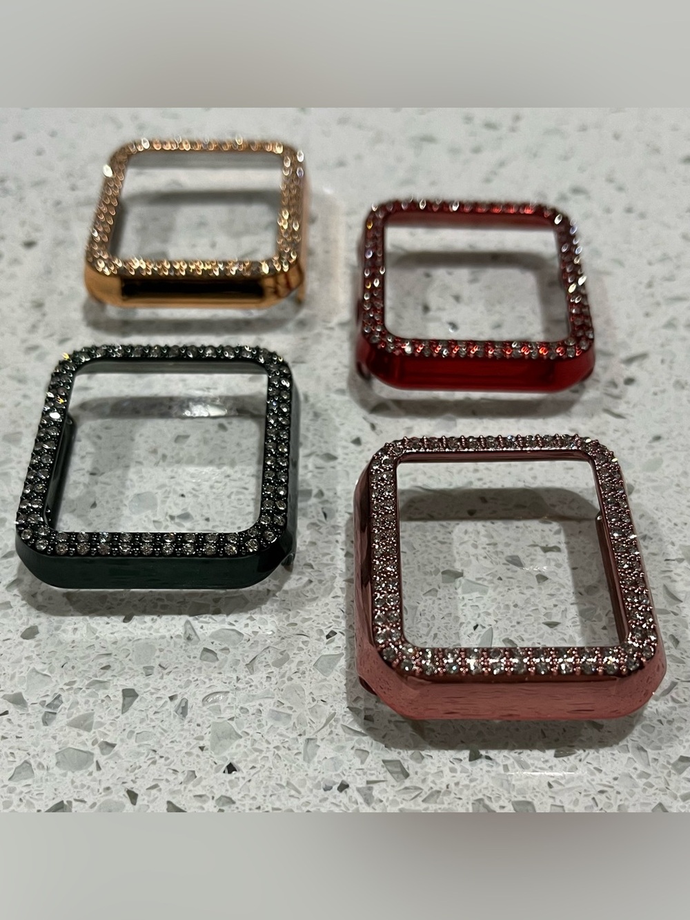 Apple Watch Bezel Case Plastic Crystal Diamond Cover Set Of 4 - Picture 2 of 6